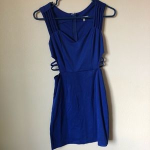 S royal blue cheeky cut out dress